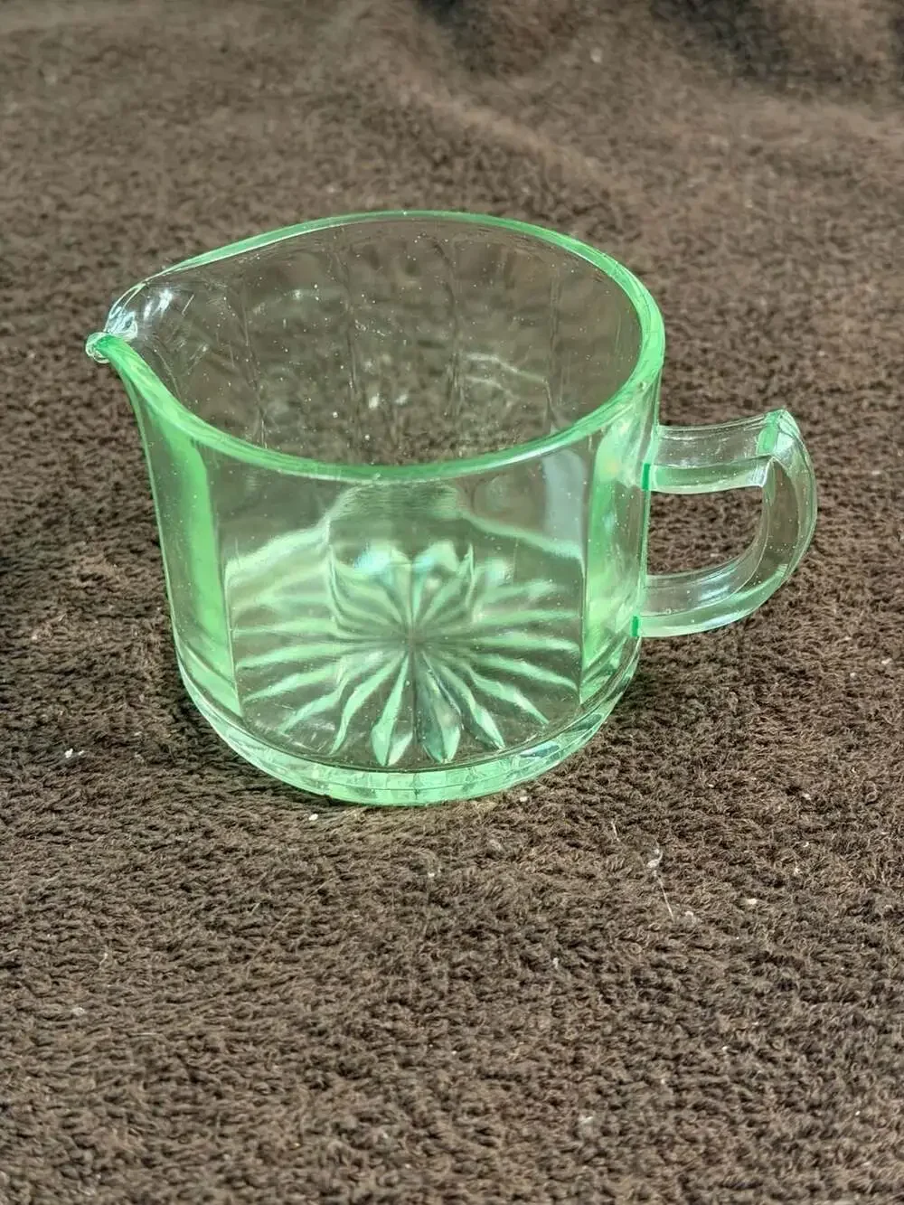 Vintage Uranium Depression Glass Creamer and Juicer Set